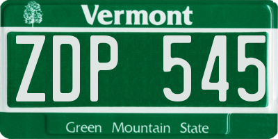 VT license plate ZDP545