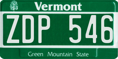 VT license plate ZDP546