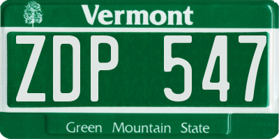 VT license plate ZDP547