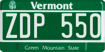 VT license plate ZDP550