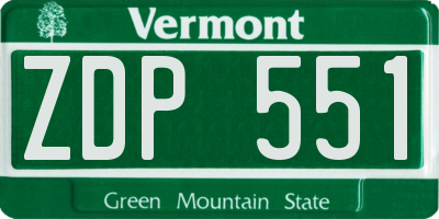 VT license plate ZDP551