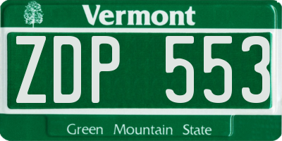VT license plate ZDP553