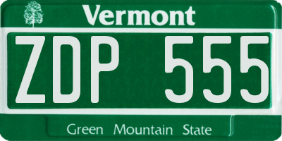 VT license plate ZDP555