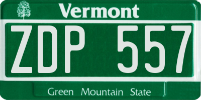 VT license plate ZDP557