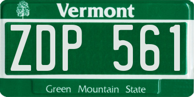 VT license plate ZDP561