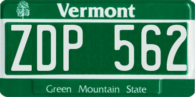 VT license plate ZDP562