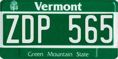 VT license plate ZDP565