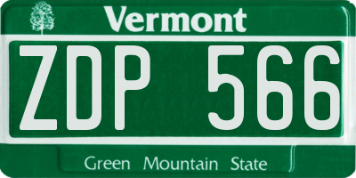 VT license plate ZDP566