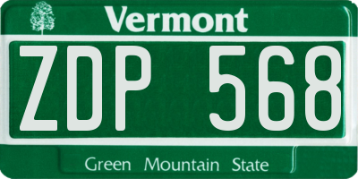 VT license plate ZDP568