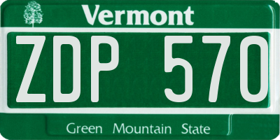 VT license plate ZDP570
