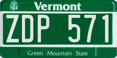VT license plate ZDP571