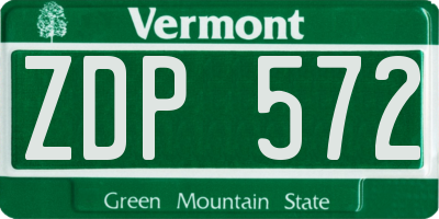 VT license plate ZDP572