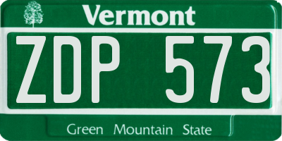 VT license plate ZDP573