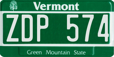 VT license plate ZDP574