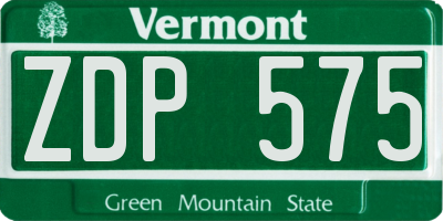 VT license plate ZDP575