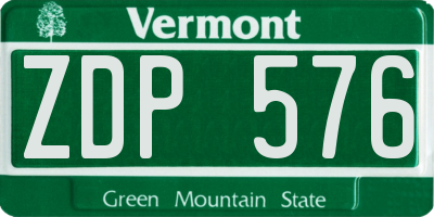 VT license plate ZDP576