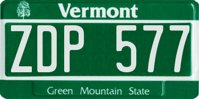 VT license plate ZDP577