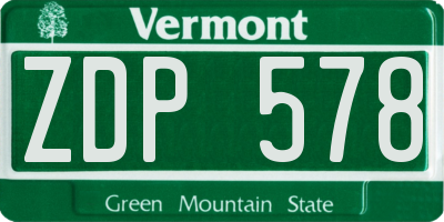 VT license plate ZDP578