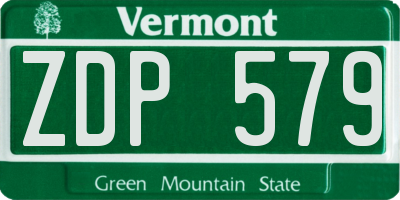 VT license plate ZDP579