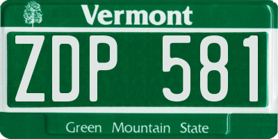 VT license plate ZDP581