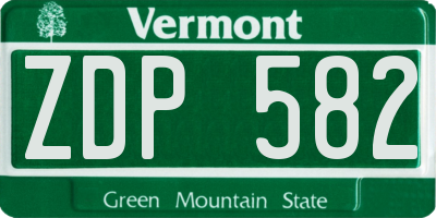 VT license plate ZDP582