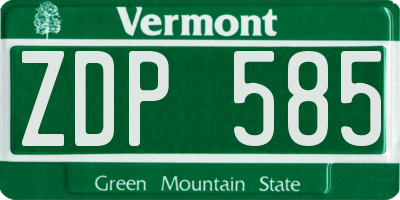 VT license plate ZDP585