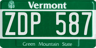 VT license plate ZDP587