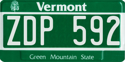 VT license plate ZDP592