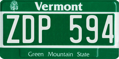 VT license plate ZDP594