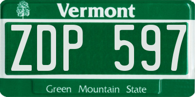 VT license plate ZDP597