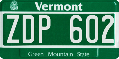 VT license plate ZDP602