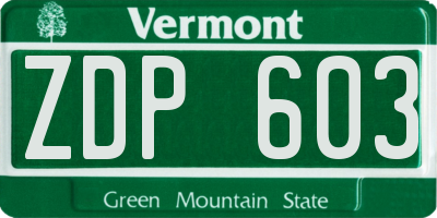 VT license plate ZDP603