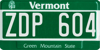 VT license plate ZDP604