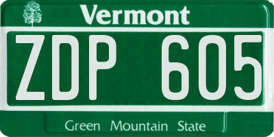 VT license plate ZDP605