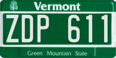 VT license plate ZDP611