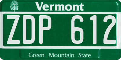 VT license plate ZDP612