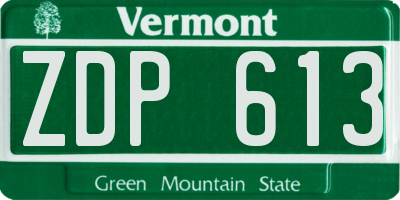 VT license plate ZDP613