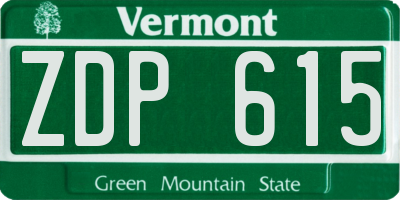 VT license plate ZDP615