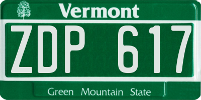 VT license plate ZDP617