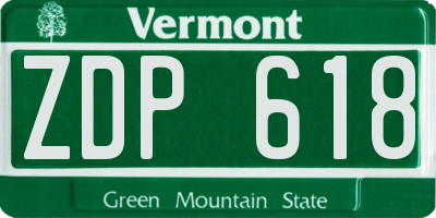 VT license plate ZDP618