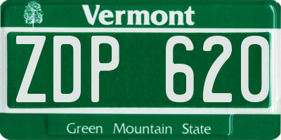 VT license plate ZDP620