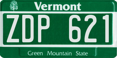 VT license plate ZDP621