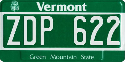 VT license plate ZDP622