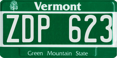 VT license plate ZDP623