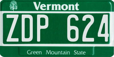 VT license plate ZDP624