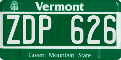VT license plate ZDP626
