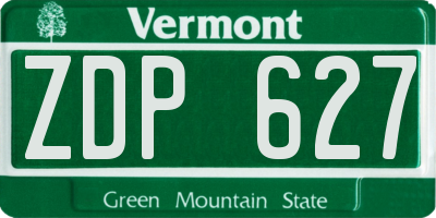 VT license plate ZDP627