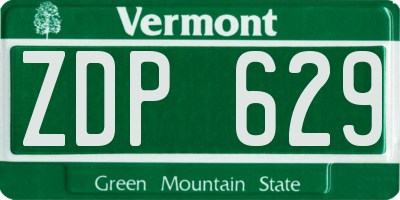 VT license plate ZDP629