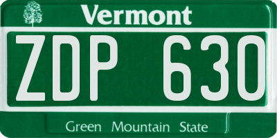 VT license plate ZDP630