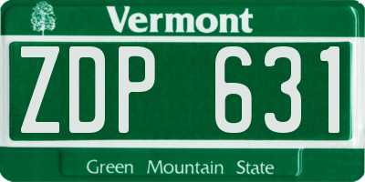 VT license plate ZDP631